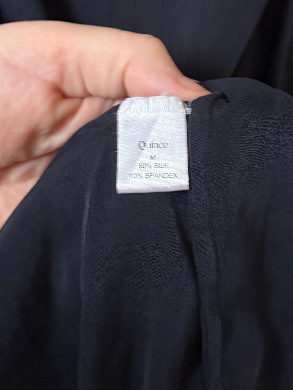 Quince Washable Silk Navy Button-Front Blouse M quiet luxury - Picture 4 of 6